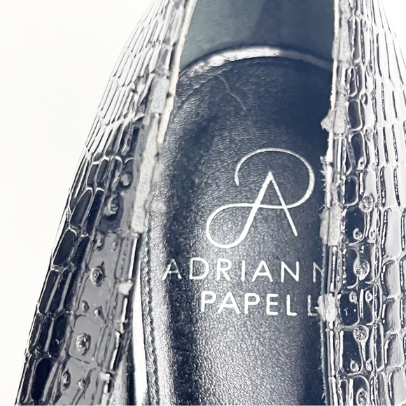 ADRIANNA PAPELL Black Leather Lined Embossed Studded Pointy Toe Flats, Size 7 - Picture 11 of 11